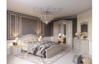 Тумба прикроватная Николь, с двумя ящиками, ясень жемчужный / ваниль