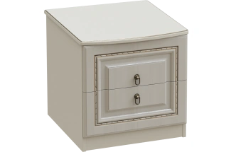 Тумба прикроватная Николь, с двумя ящиками, ясень жемчужный / ваниль