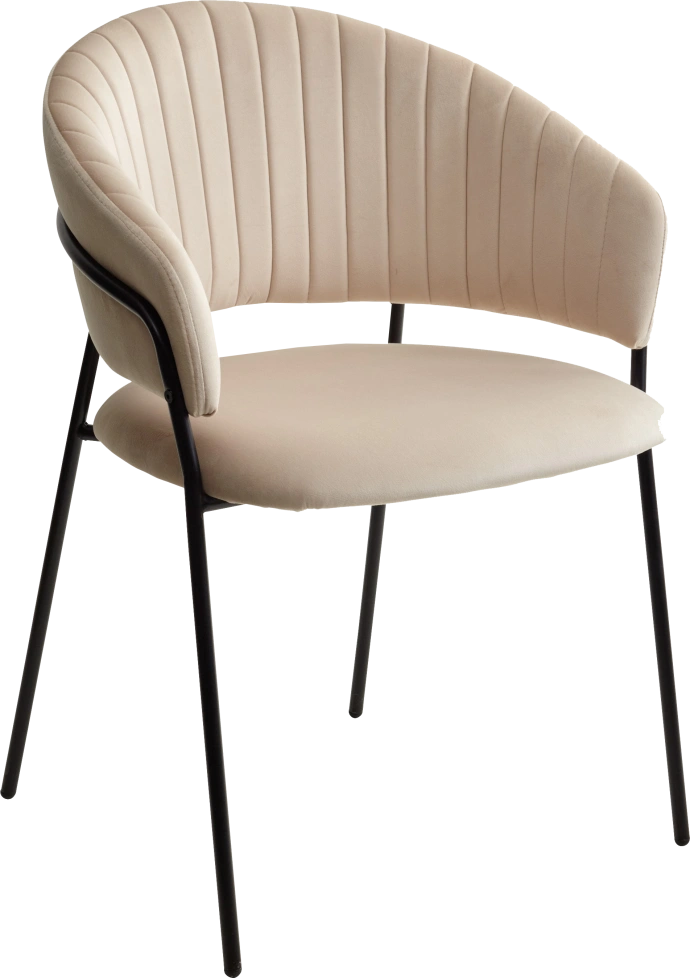 Стул Гемма, мягкий, H-06 бежевый, велюр, черный каркас