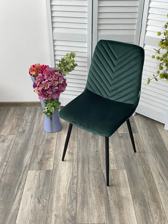 Стул Duke, мягкий, Bluvel-78 green, велюр, черный каркас
