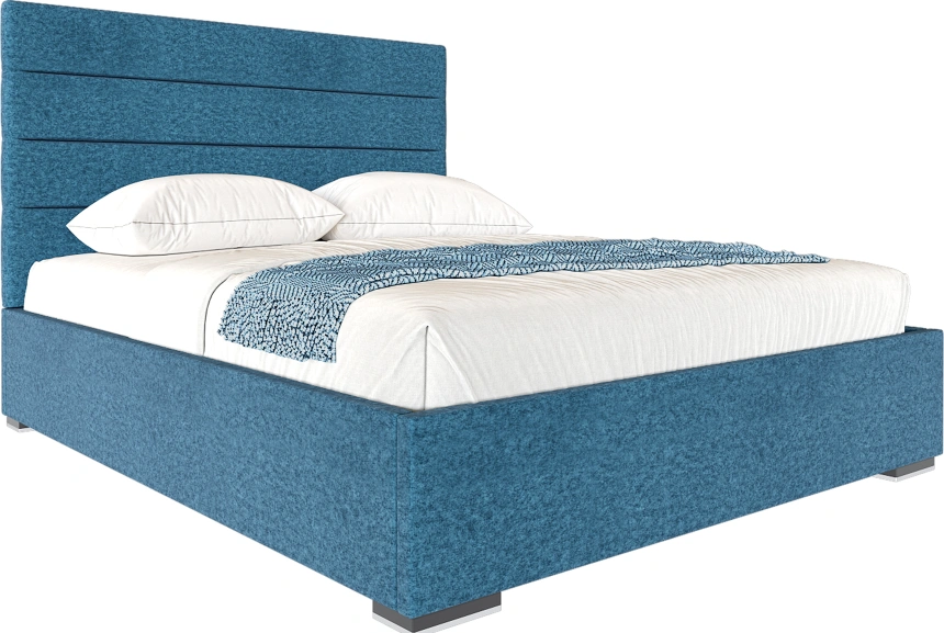 Кровать Гранда 160, мягкая, двуспальная, аура голубой