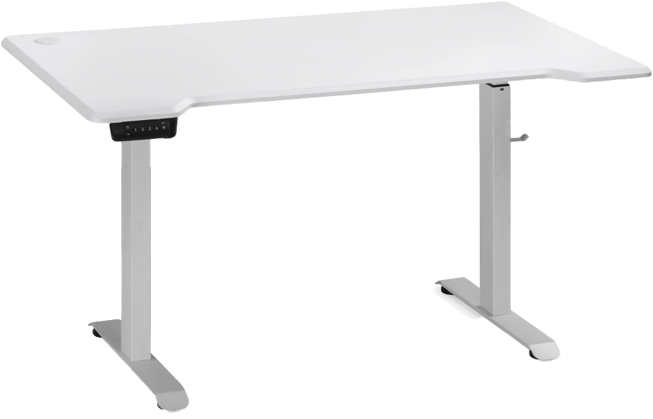 Стол компьютерный Маркос, 140, с механизмом подъема, белый / шагрень белая