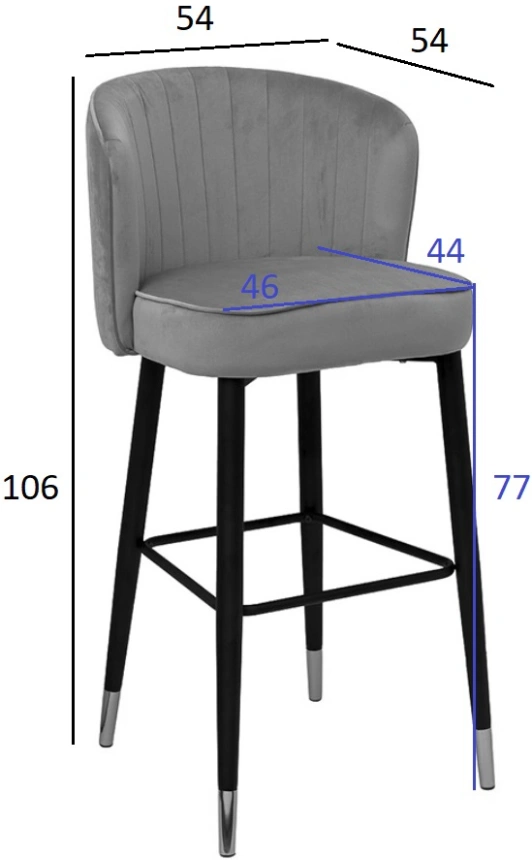 Барный стул 30C-309W SER, велюр, серо-коричневый 