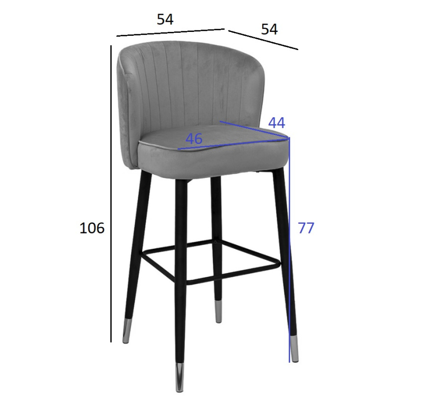 Барный стул 30C-309W SER, велюр, серо-коричневый 