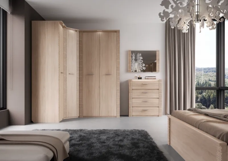 Шкаф угловой Элана, 90x90x218.5, распашной для одежды, дуб сонома