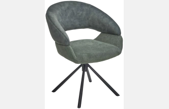Стул Ember, мягкий, поворотный, 7525-156 зеленый велюр, Enjoy-355 зеленый ткань, черный каркас