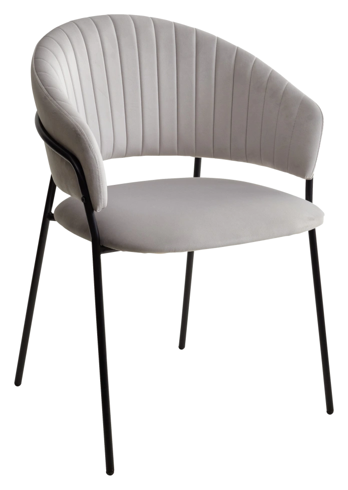 Стул Гемма, мягкий, H-09 светло-серый, велюр, черный каркас