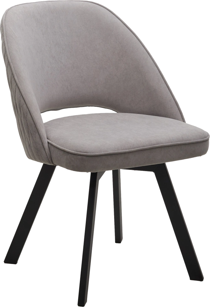Стул Duna, поворотный, мягкий, B22 Серый, велюр, черный каркас