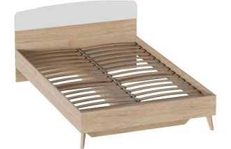 Кровать Калгари 160, двуспальная, дуб натуральный светлый / белый матовый