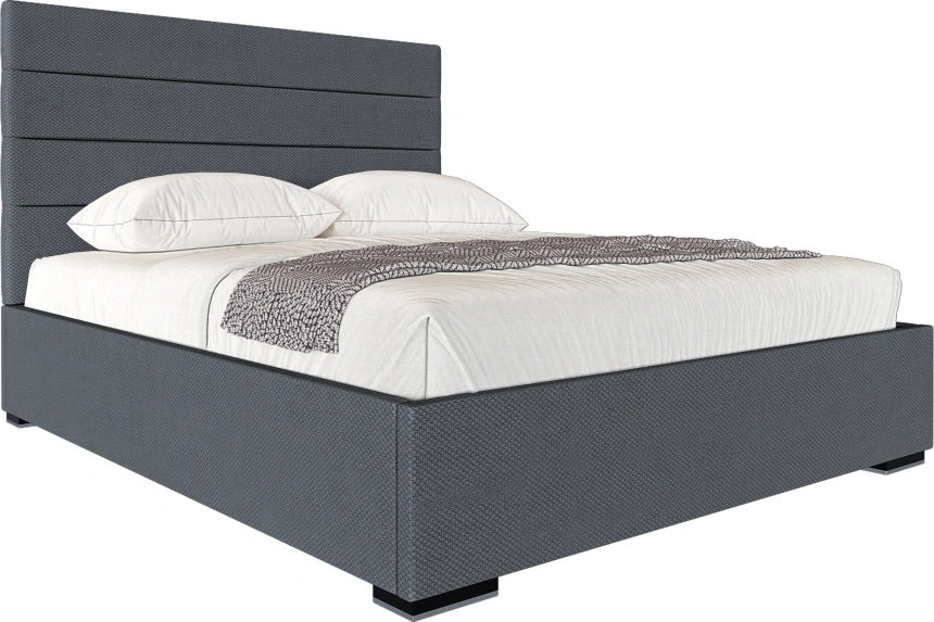 Кровать Гранда 140, мягкая, полутораспальная, альба темно-серый