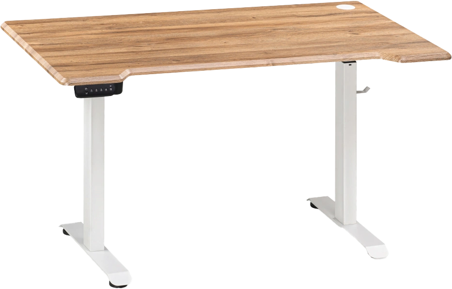 Стол компьютерный Маркос, 140, с механизмом подъема, белый / вотан дуб