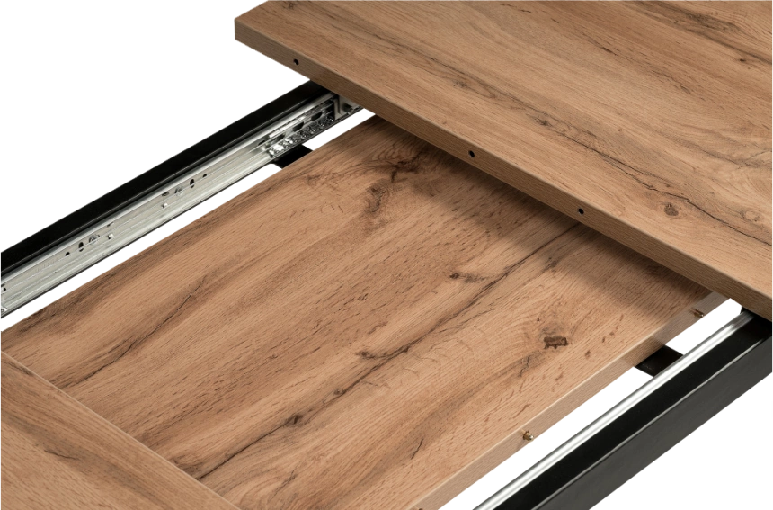 Кухонный стол раздвижной Лота Лофт, 140(180)x80, ЛДСП, дуб делано темный, каркас матовый черный