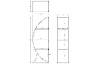  Стеллаж Полусфера, со стеклянными полками, золото 