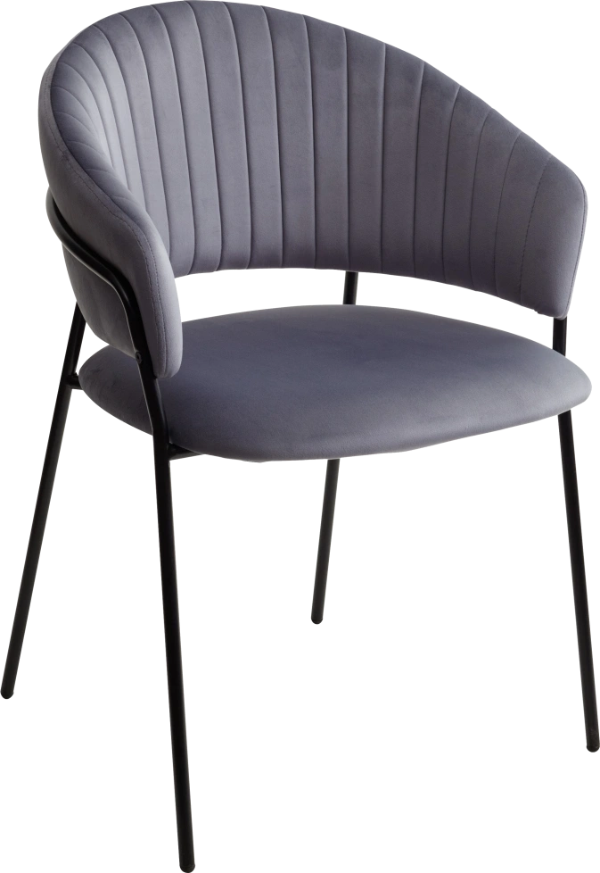 Стул Гемма, мягкий, H-14 серый, велюр, черный каркас 
