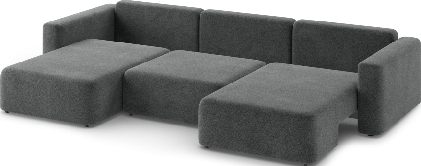 Диван П-образный трехместный Дарио, модель 144, OVIS 86 (графитовый)