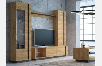 Модульная гостиная Арчи, комплектация 2, дуб золотой craft / камень темный U3705 