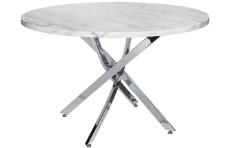 Обеденный стол 30F-STOL/OB-9571, МДФ, белый мрамор / хром