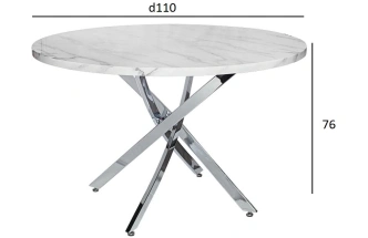Обеденный стол 30F-STOL/OB-9571, МДФ, белый мрамор / хром
