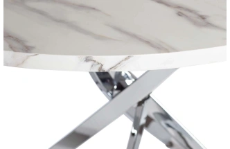 Обеденный стол 30F-STOL/OB-9571, МДФ, белый мрамор / хром