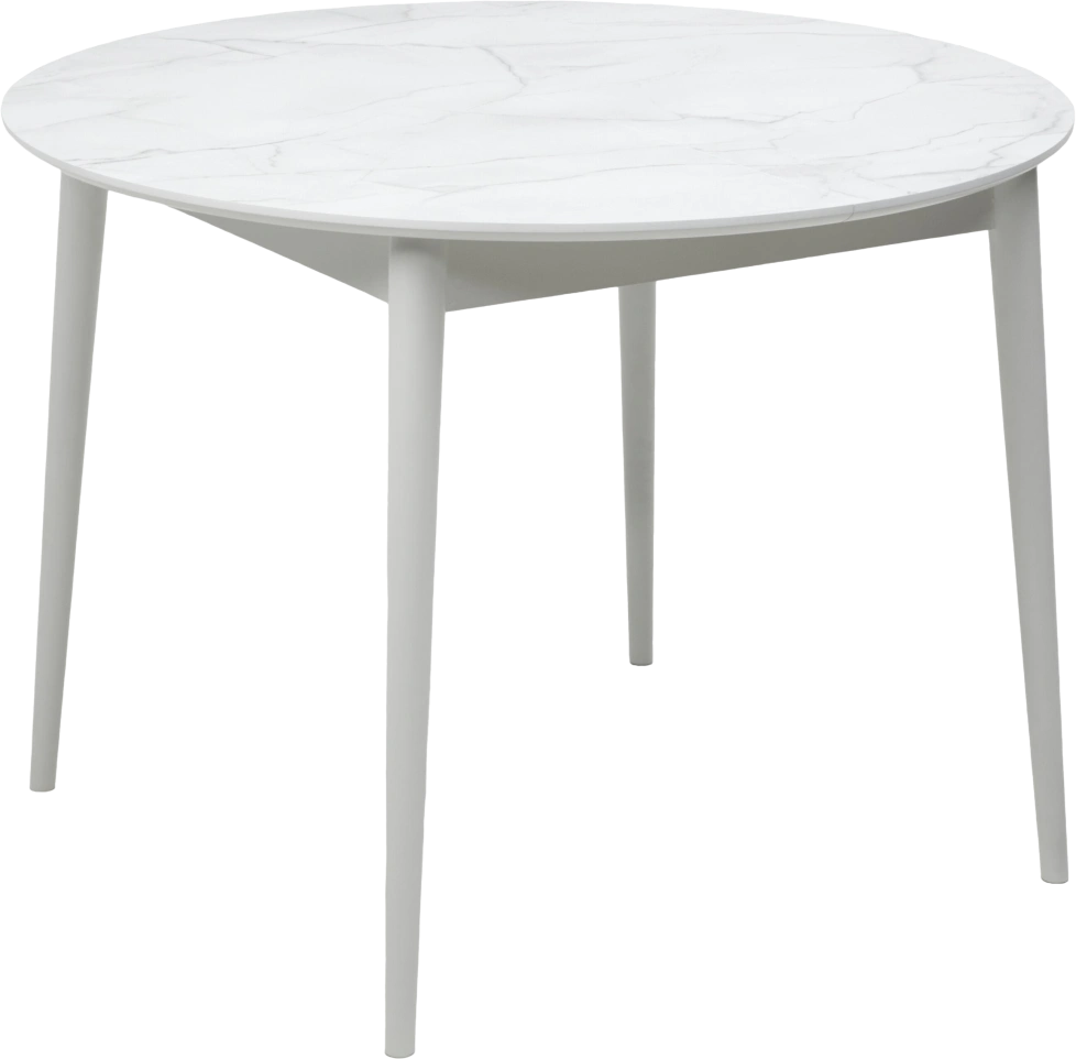 Кухонный стол раздвижной Bolero, 105 см Жемчужный Перито (Белый Мрамор), HPL, Белый