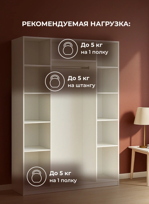 Шкаф четырехстворчатый Даиго, распашной, белый текстурный