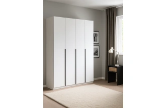 Шкаф четырехстворчатый Даиго, распашной, белый текстурный