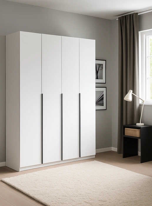 Шкаф четырехстворчатый Даиго, распашной, белый текстурный