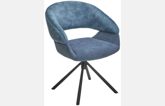 Стул Ember, мягкий, поворотный, 7525-56 синий велюр, Enjoy-315 синий ткань, черный каркас