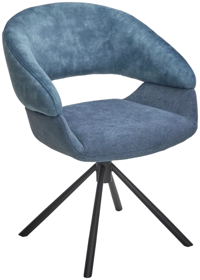 Стул Ember, мягкий, поворотный, 7525-56 синий велюр, Enjoy-315 синий ткань, черный каркас