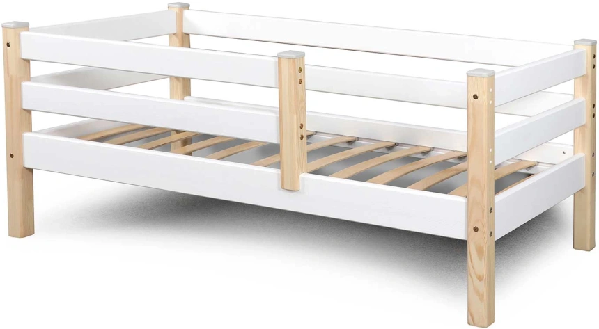 Детская кровать Соня, 70*160, с бортиками, полупрозрачный лак / белый