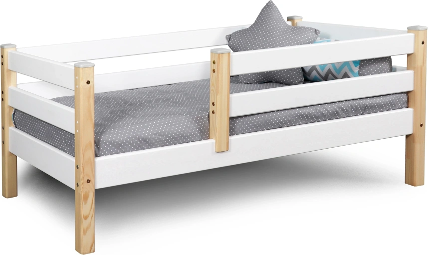 Детская кровать Соня, 70*160, с бортиками, полупрозрачный лак / белый