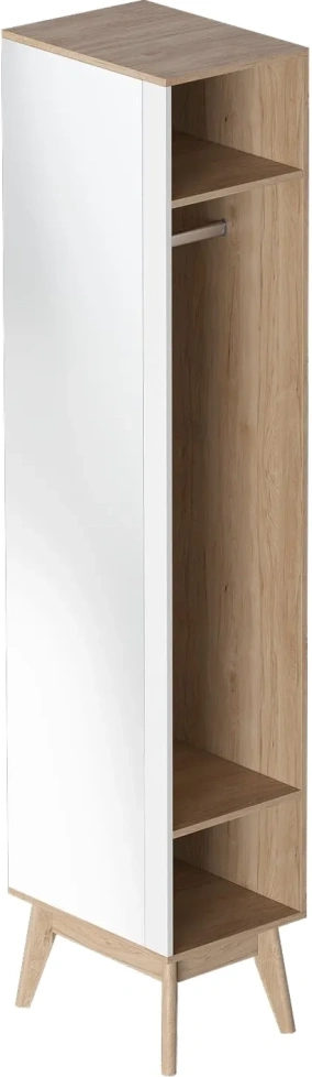 Шкаф с зеркалом Калгари, открытый, дуб светлый / белый матовый