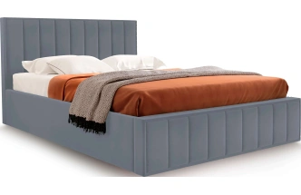 Кровать Женева 160, двуспальная, мягкая, мора серый