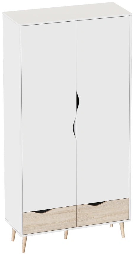 Шкаф двухстворчатый Соната, распашной для одежды, белый фон / дуб сонома
