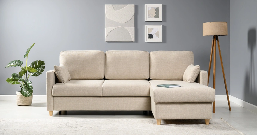 Диван угловой Дилан, Forte Linen (бежевый)
