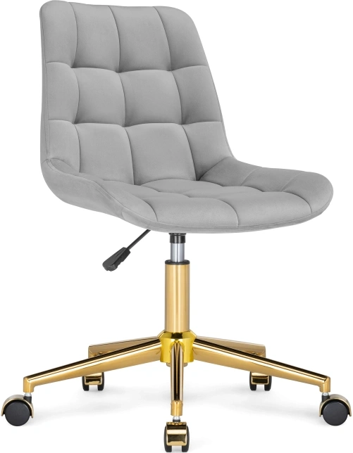 Офисный стул Честер, на колесиках, светло-серый / золото