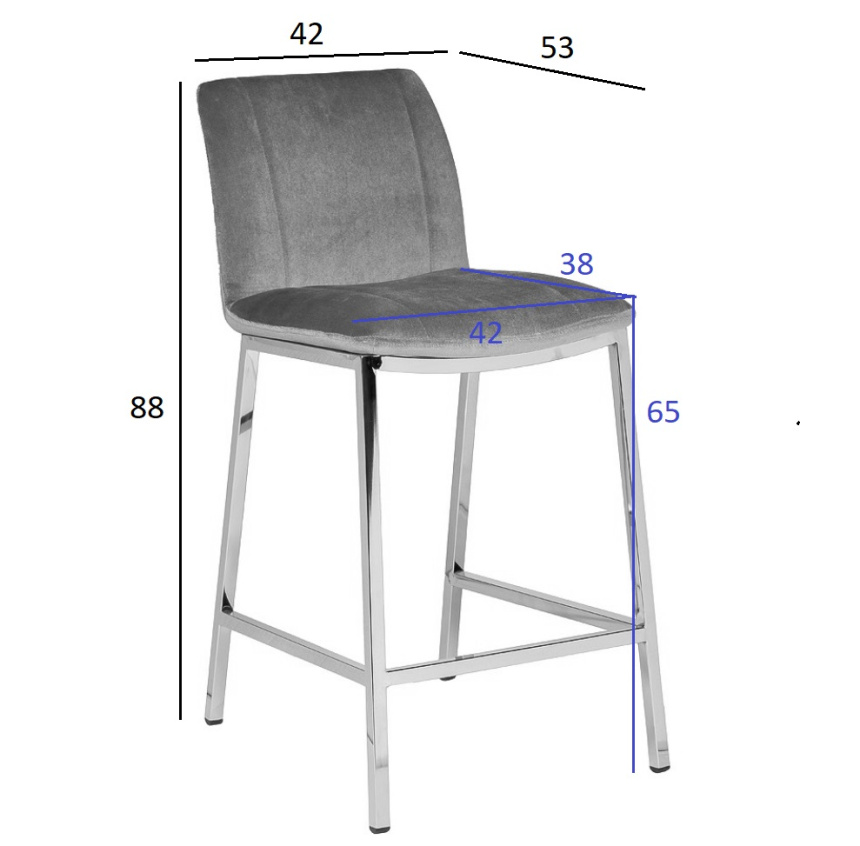 Барный стул 30C-DX-2091 BLK, велюр, черный 