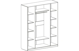 Шкаф четырехдверный Николь, для одежды, ясень жемчужный / ваниль