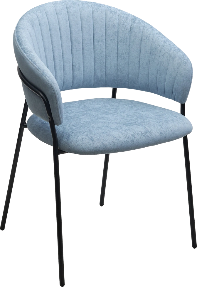 Стул Гемма, мягкий, Rain 13 blue, велюр, черный каркас 