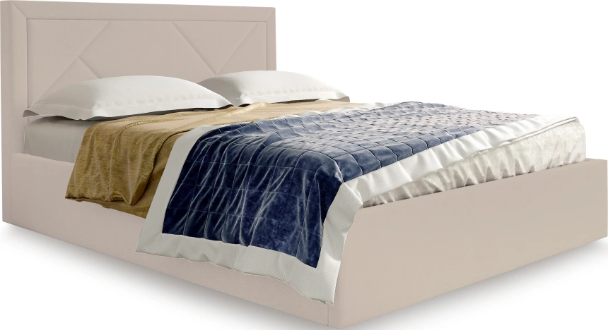 Кровать Сиеста 160, двуспальная, мягкая, альба бежевый