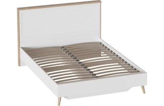 Кровать Гавана, двуспальная, дуб натуральный светлый / белый матовый