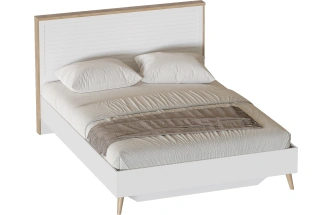 Кровать Гавана, двуспальная, дуб натуральный светлый / белый матовый