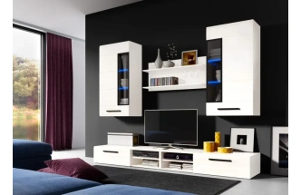 Модульная гостиная Кёльн 3, белый аляска / белый глянец