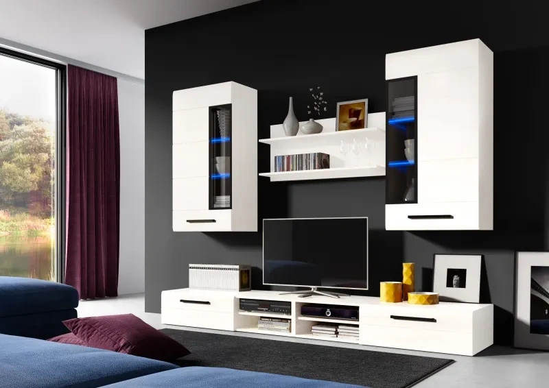 Модульная гостиная Кёльн 3, белый аляска / белый глянец