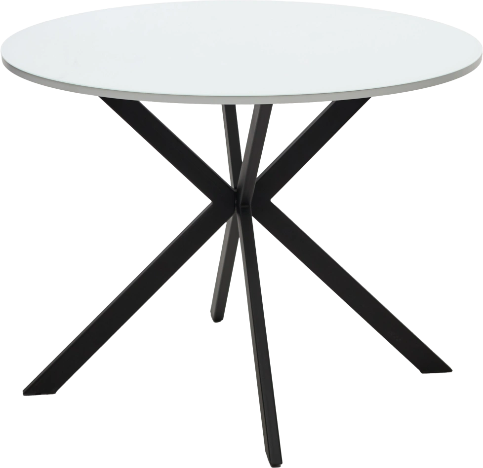 Кухонный стол Вега D100, Белый, стекло, черный каркас