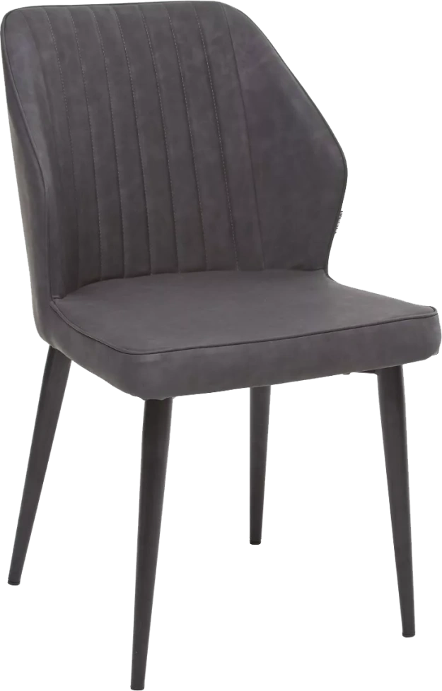 Стул Seattle, мягкий, RU-07 серая сталь, экокожа, черный каркас