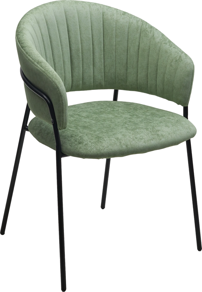Стул Гемма, мягкий, Rain 3 green, велюр, черный каркас
