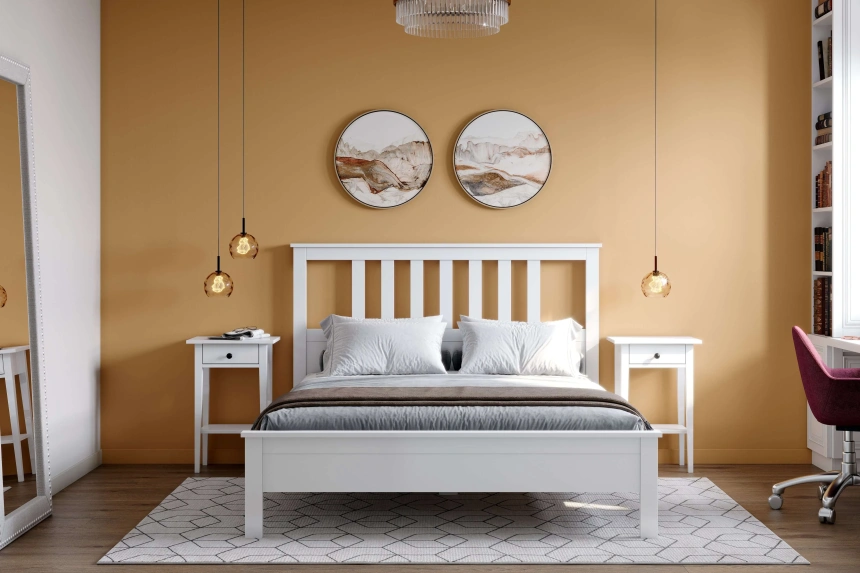 Кровать Эдит 160, двуспальная, белый фактурный