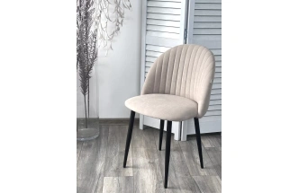 Стул Бари, мягкий, Marseille-13 латте, велюр, черный каркас