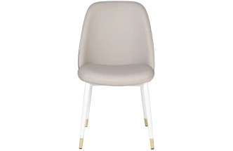 Стул 30C-DX-2100, мягкий, экокожа, бежевый / серый / белые ножки